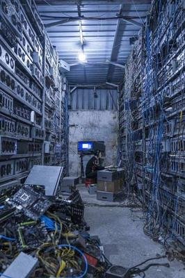 A large-scale mining farm utilizing renewable energy sources.