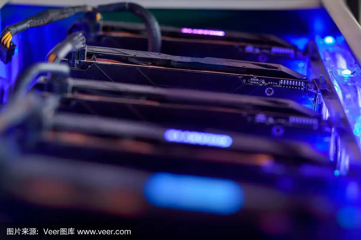 A modern mining rig setup demonstrating efficient and scalable hardware